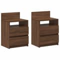 Miniatyrbilde 2 av 10: vidaXL Nattbord 2 stk med 2 skuffer brun eik 40x33x60 cm