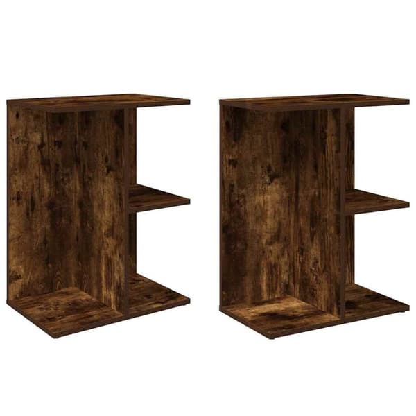 vidaXL Nattbord 2 stk røkt eik 46,5x29x61 cm konstruert tre