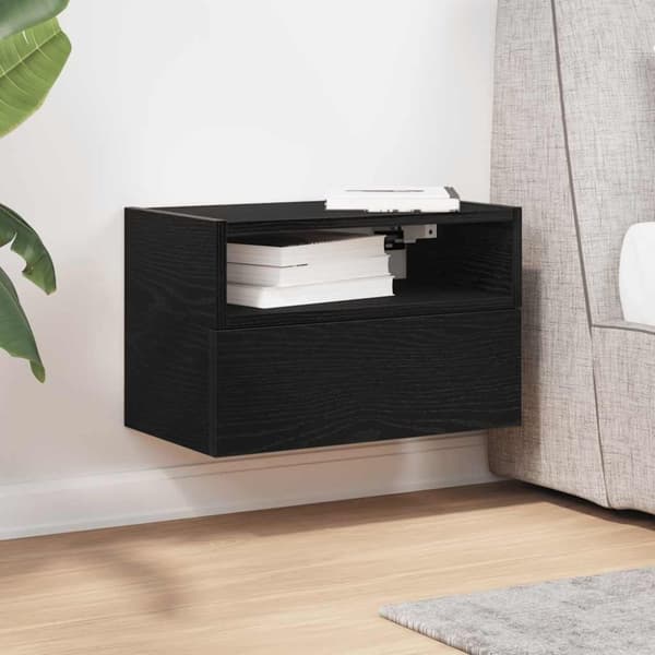 vidaXL væghængt sengebord 45x26x28,5 cm sort