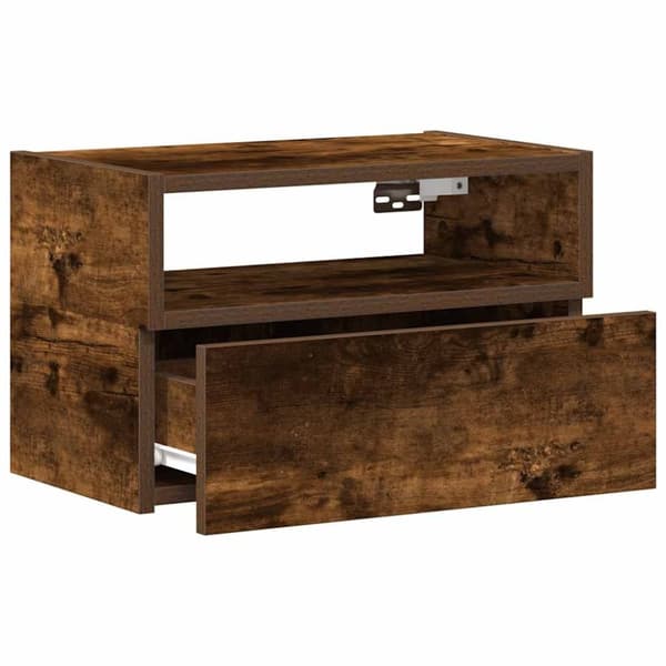 vidaXL væghængte sengeborde 2 stk. 45x26x28,5 cm røget egetræsfarve