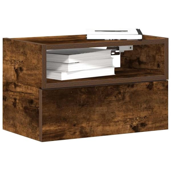 vidaXL væghængte sengeborde 2 stk. 45x26x28,5 cm røget egetræsfarve