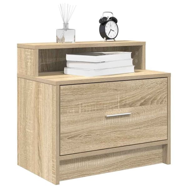 vidaXL sengebord med skuffe 51x31x47 cm sonoma-eg
