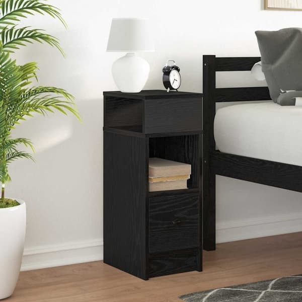 vidaXL sengebord med skuffe 25x31x66 cm sort