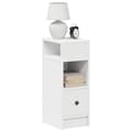 Miniatyrbilde 2 av 11: vidaXL Nattbord 2 stk med skuff hvit 25x31x66 cm