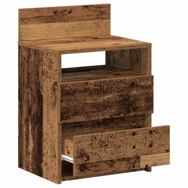 vidaXL Nattbord med 2 skuffer gammelt tre 40x33x60 cm