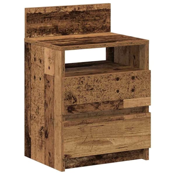 vidaXL Nattbord med 2 skuffer gammelt tre 40x33x60 cm