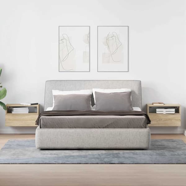 vidaXL Seinäkiinnitettävät yöpöydät 2 kpl Sonoma-tammi 45x26x28,5 cm