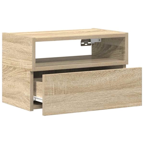 vidaXL Seinäkiinnitettävät yöpöydät 2 kpl Sonoma-tammi 45x26x28,5 cm