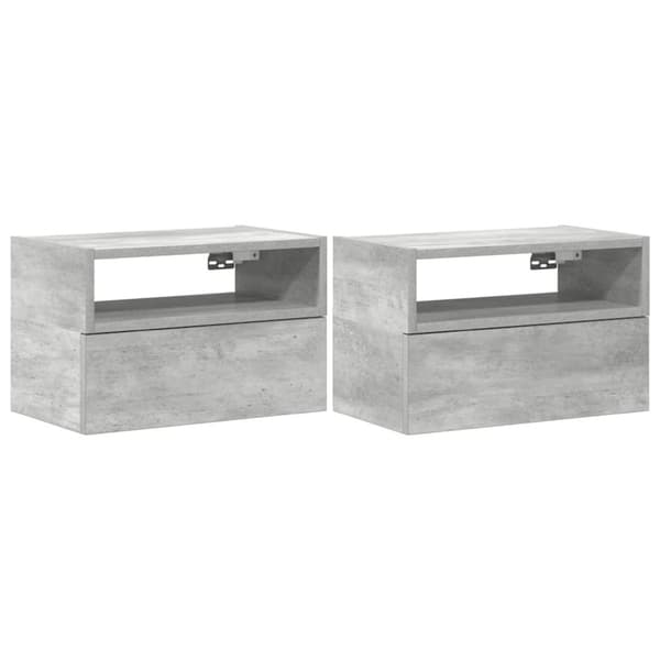 vidaXL Väggmonterade sängbord 2 st betonggrå 45x26x28,5 cm