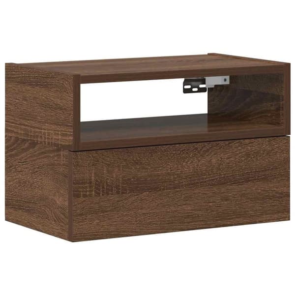 vidaXL Veggmontert nattbord brun eik 45x26x28,5 cm
