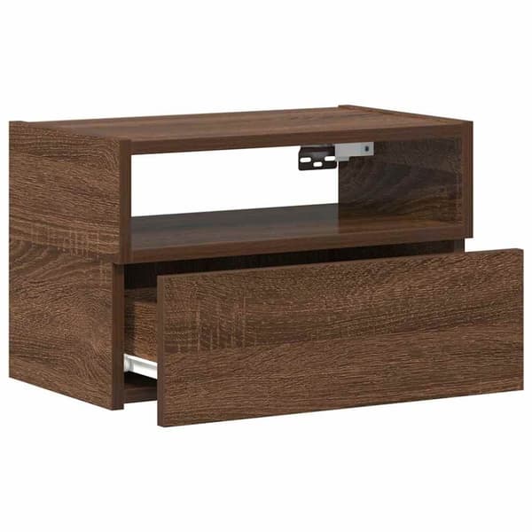 vidaXL Veggmontert nattbord brun eik 45x26x28,5 cm