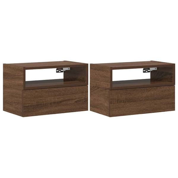 vidaXL væghængte sengeborde 2 stk. 45x26x28,5 cm brun egetræsfarve