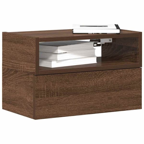 vidaXL væghængte sengeborde 2 stk. 45x26x28,5 cm brun egetræsfarve