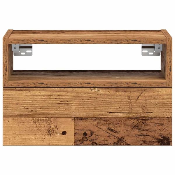 vidaXL Seinäkiinnitettävä yöpöytä vanha puu 45x26x28,5 cm