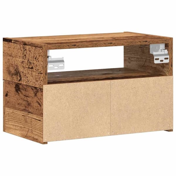 vidaXL Seinäkiinnitettävä yöpöytä vanha puu 45x26x28,5 cm