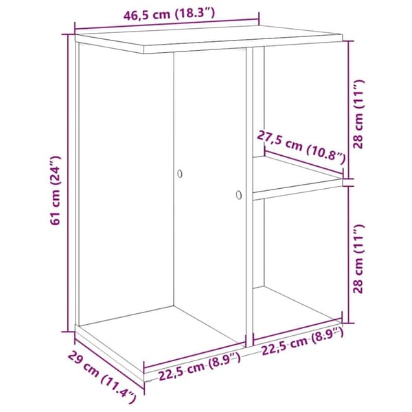 vidaXL Yöpöytä vanha puu 46,5x29x61 cm tekninen puu