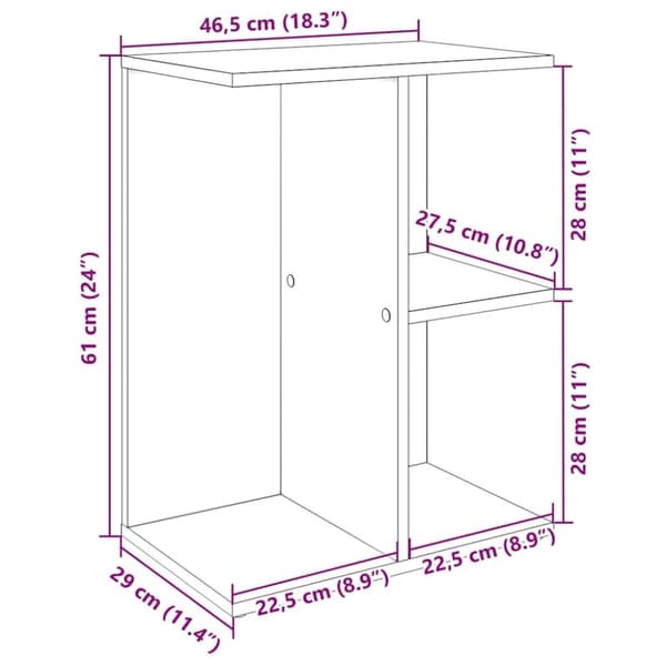 vidaXL Nattbord grå sonoma 46,5x29x61 cm konstruert tre