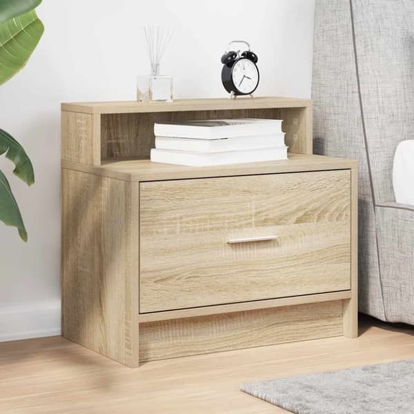vidaXL Nattbord med skuff sonoma eik 51x31x47 cm