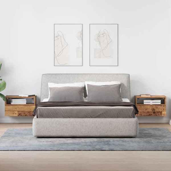 vidaXL Väggmonterade sängbord 2 st åldrat trä 45x26x28,5 cm