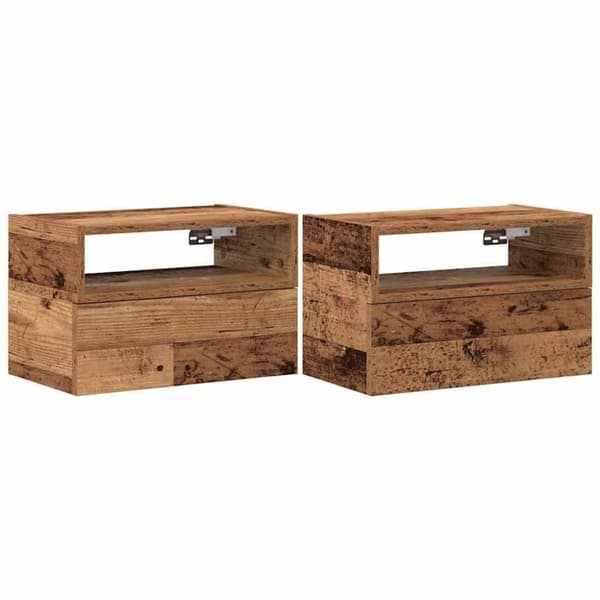 vidaXL Väggmonterade sängbord 2 st åldrat trä 45x26x28,5 cm