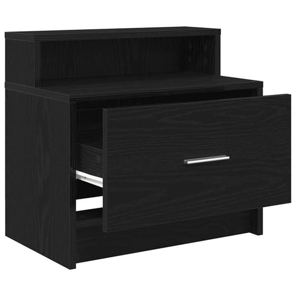 vidaXL Nattbord med skuff svart eik 51x31x47 cm