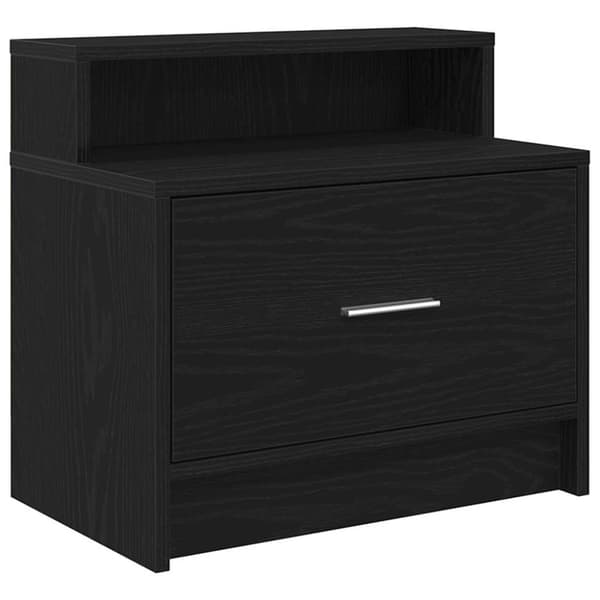 vidaXL Nattbord med skuff svart eik 51x31x47 cm