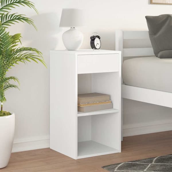 vidaXL sengebord med skuffe 35x34x66,5 cm hvid