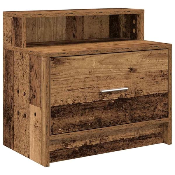 vidaXL Nattbord med skuff gammelt tre 51x31x47 cm