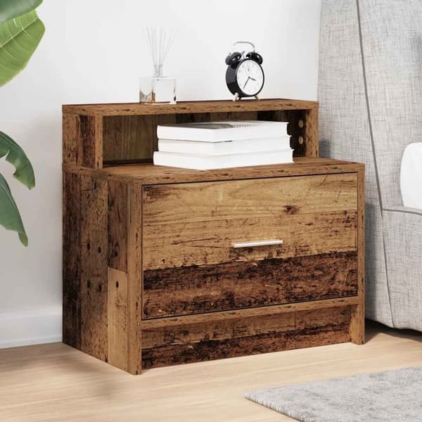 vidaXL Nattbord med skuff gammelt tre 51x31x47 cm