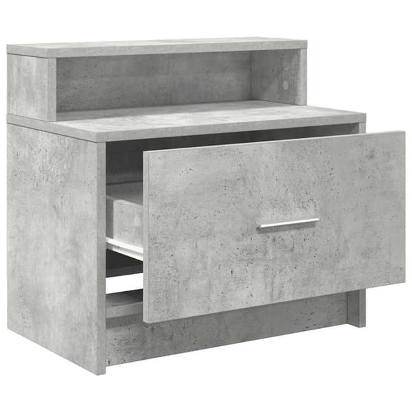 vidaXL sengebord med skuffe 51x31x47 cm betongrå