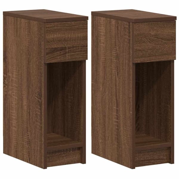 vidaXL Nattbord med skuff 2 stk brun eik 20x36x60 cm