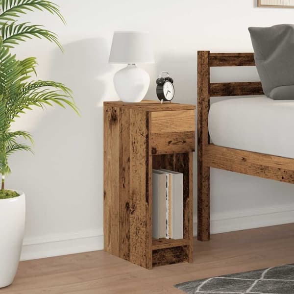vidaXL Nattbord med skuff gammelt tre 20x36x60 cm