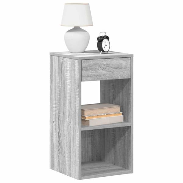 vidaXL sengebord med skuffe 35x34x66,5 cm grå sonoma-eg