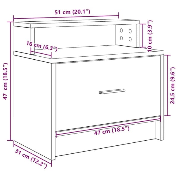 vidaXL sengebord med skuffe 51x31x47 cm hvid