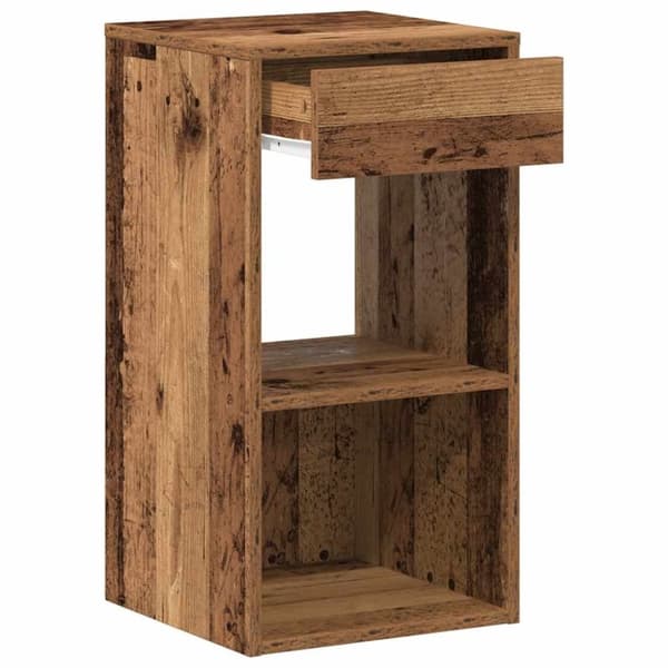 vidaXL Nattbord med skuff gammelt tre 35x34x66,5 cm