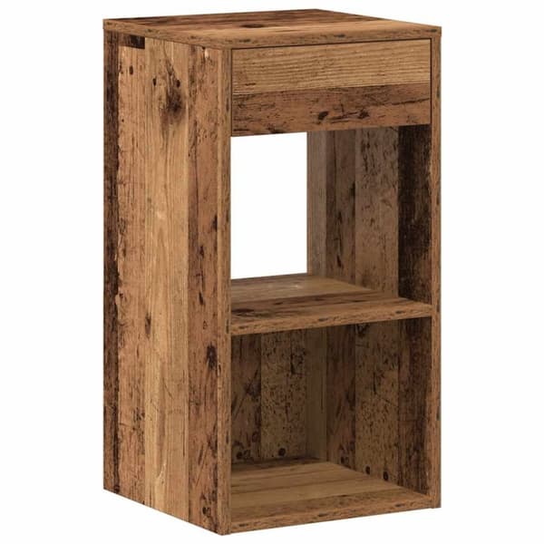 vidaXL Nattbord med skuff gammelt tre 35x34x66,5 cm