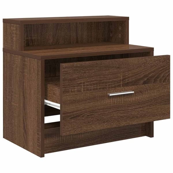 vidaXL sengeborde med skuffe 2 stk. 51x31x47 cm brun egetræsfarve