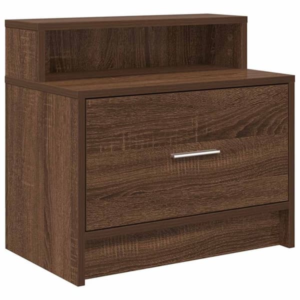 vidaXL sengeborde med skuffe 2 stk. 51x31x47 cm brun egetræsfarve
