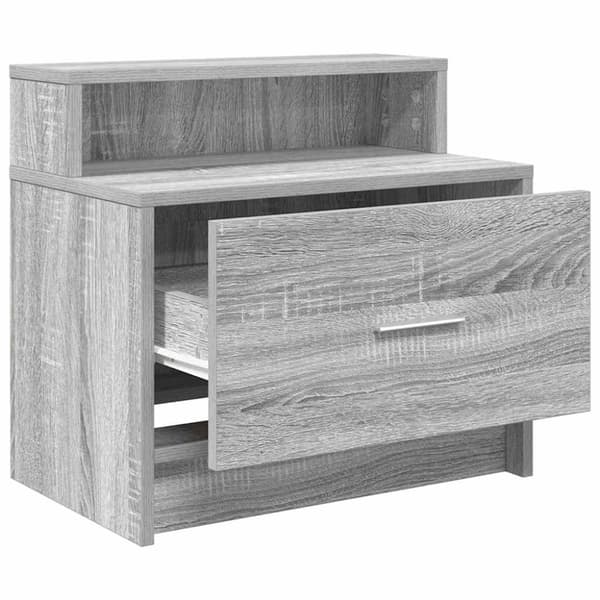 vidaXL yöpöytäkaapit laatikolla 2 kpl harmaa Sonoma 51x31x47 cm