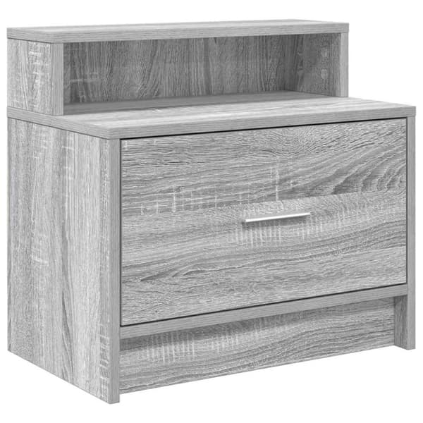 vidaXL yöpöytäkaapit laatikolla 2 kpl harmaa Sonoma 51x31x47 cm
