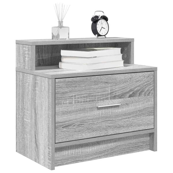 vidaXL yöpöytäkaapit laatikolla 2 kpl harmaa Sonoma 51x31x47 cm