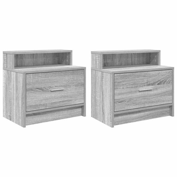 vidaXL yöpöytäkaapit laatikolla 2 kpl harmaa Sonoma 51x31x47 cm