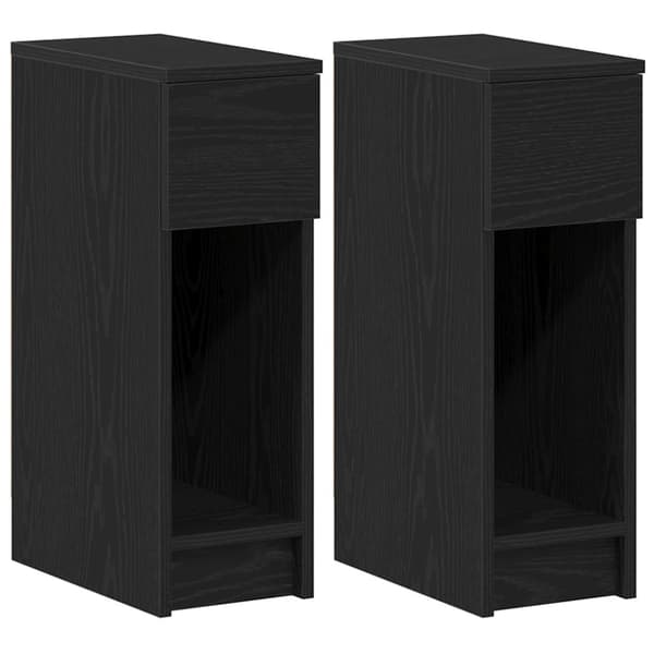 vidaXL sengeborde med skuffe 2 stk. 20x36x60 cm sort-eg