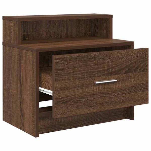 vidaXL Nattbord med skuff 2 stk brun eik 51x31x47 cm