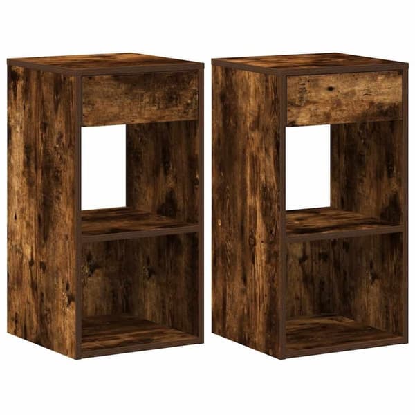 vidaXL yöpöytäkaapit laatikolla 2 kpl savutammi 35x34x66,5 cm