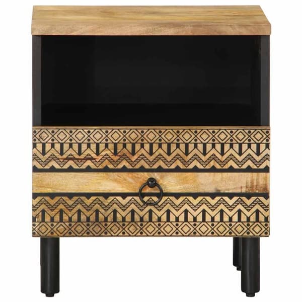 vidaXL Sängbord 2 st svart 40x33x46 cm massivt grovt mangoträ