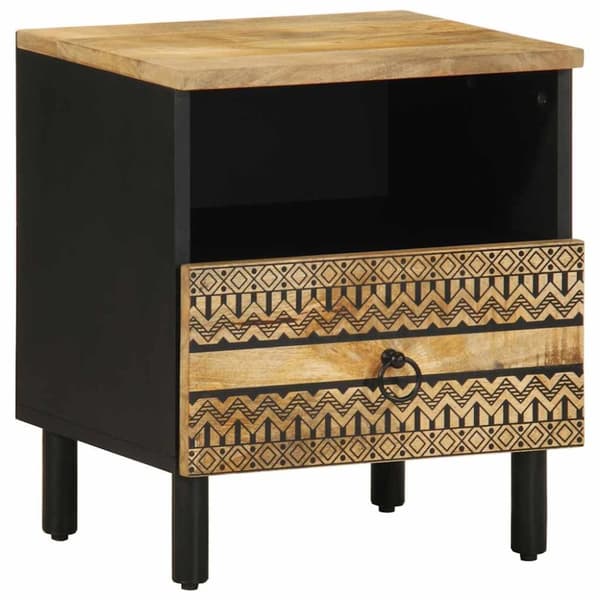 vidaXL Sängbord 2 st svart 40x33x46 cm massivt grovt mangoträ