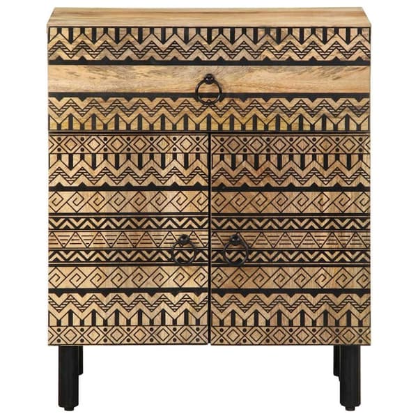 vidaXL Nattbord svart 50x33x60 cm grovt heltre mangotre