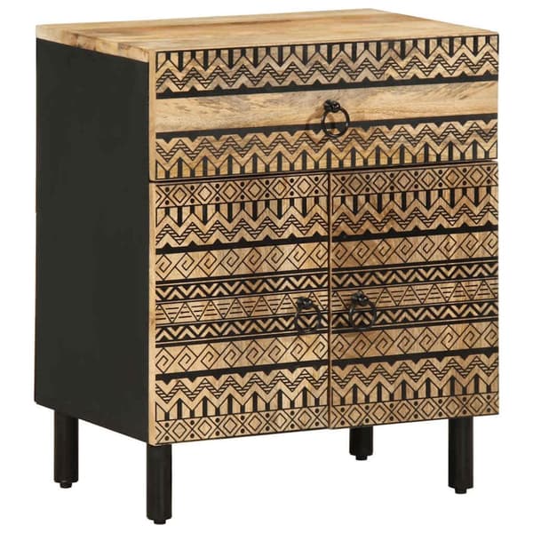 vidaXL Nattbord svart 50x33x60 cm grovt heltre mangotre
