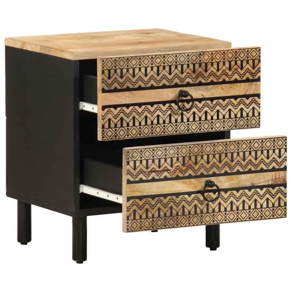 vidaXL sengeskabe 2 stk. 40x33,5x46 cm massivt ru mangotræ sort